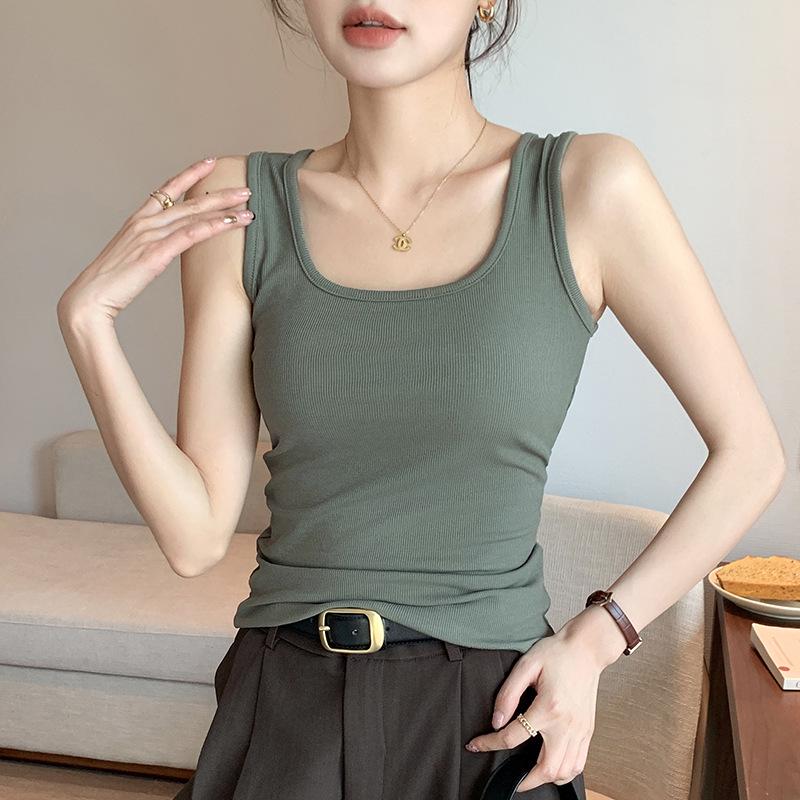H237 Spring/Summer Women's U-Neck Slim Fit Wide Shoulder Sleeveless Vest