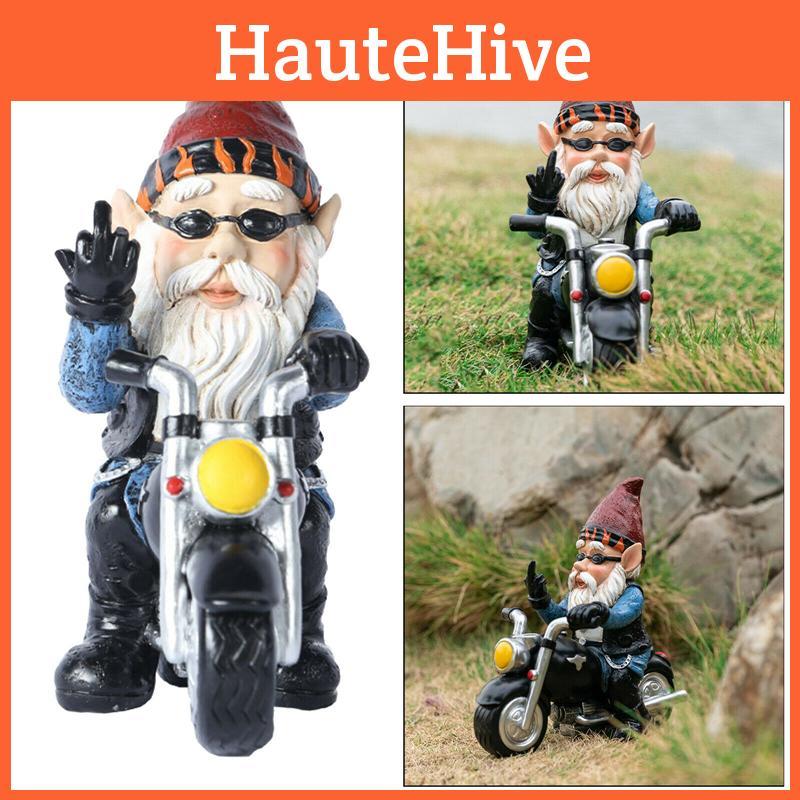 Gnomes Novelty Garden Statues Motorcycle Dwarf  Ornaments Outdoor Decor Naughty
