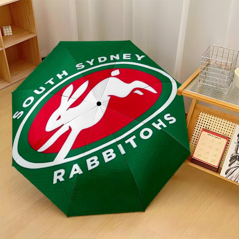 South Sydney Rabbitohs Print Auto 8?Ribs Folding Umbrella Wind Resistant Lightweight Automatic Umbrella For Daily Travel