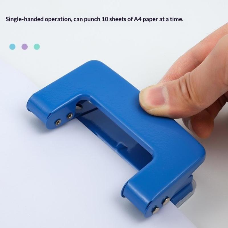 Mini 2-Hole Punching Machine Diy Hole Punching Detection Book Page Stitcher Office Stationery Paper Puncher