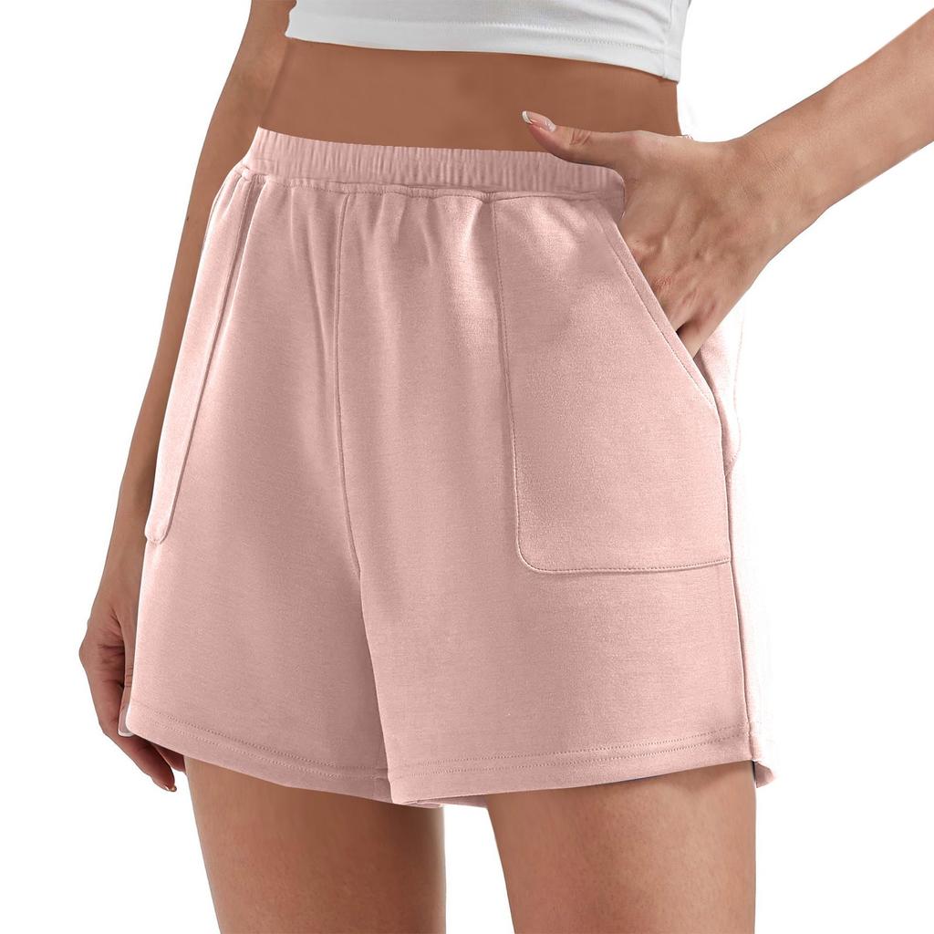 Einfarbige, lässige Shorts mit hoher Taille und weitem Bein für Damen, Baggy-Shorts zum Abnehmen, lässige Sporthosen, Home-Hosen, Strandhosen