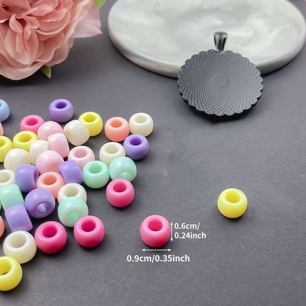 200/500/1000pcs Rainbow Acrylic Craft Beads, Colored Circular Plastic Spacer Beads, Used for DIY Jewelry Craft To Make Necklaces and Rainbow Bracelets