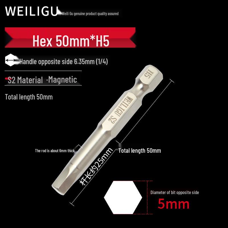 Electroplated Anti-Rust Hex Bit Set, S2 Steel, Extended Pneumatic Air Driver, Hex Socket Screwdriver.