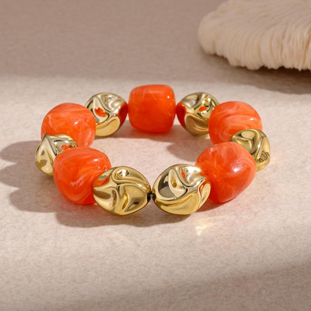 Acrylic Irregular Square Round Beaded Bracelets for Women Multicolor Bohemia Geometric Handmade Bangles Couple Jewelry Travel C