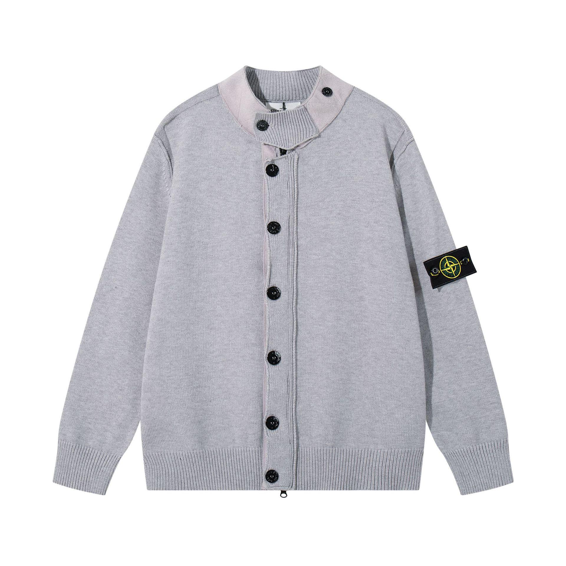

Women s 25STONE High-Quality Knit Patchwork Zipper Cardigan Jacket, Casual Stand Collar Top Small світло-сірий колір