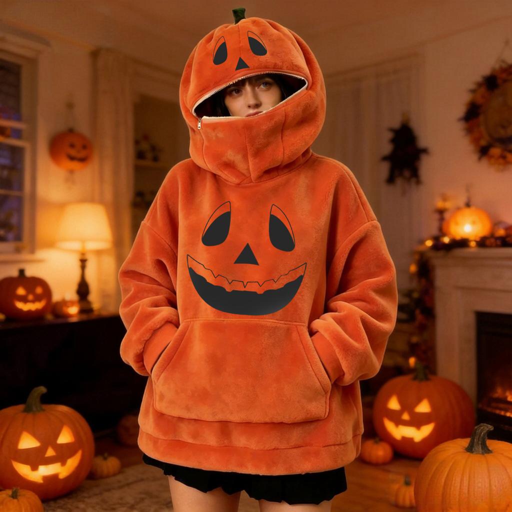Men's and Women's Matching Halloween Pumpkin-Headed Vintage Sweatshirt