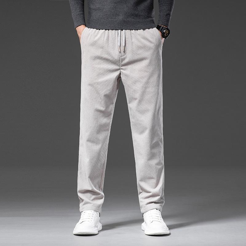 

Весенние и осенние вафельные мужские трехмерные покрои удобные повседневные свободные прямые брюки большого размера S бежевый