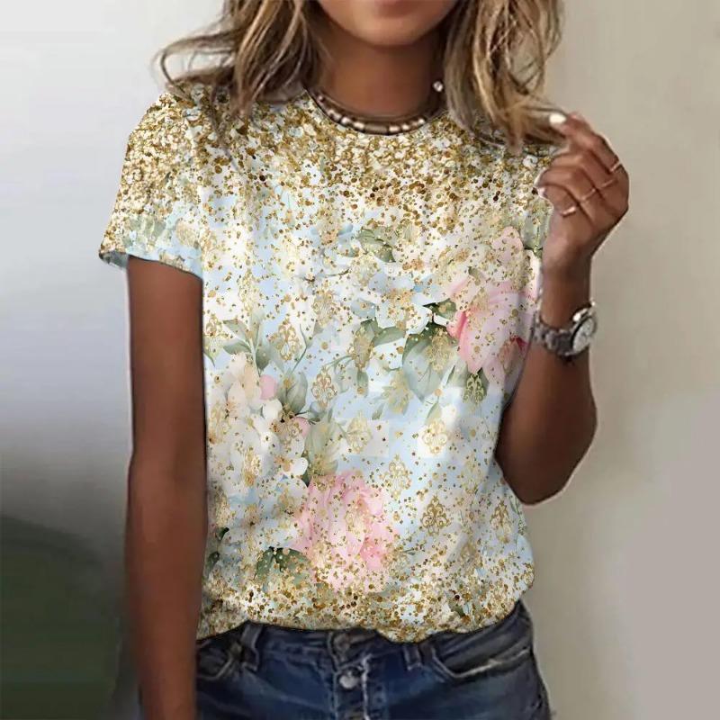 

Летняя женская красочная футболка с модным набивным рисунком, круглым вырезом, коротким рукавом, свободная удобная верхняя одежда, женская футболка L