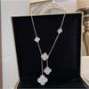 Light Luxury Large Full Diamond Four-leaf Flower Necklace Pendant Long Elegant Super Fairy Jewelry