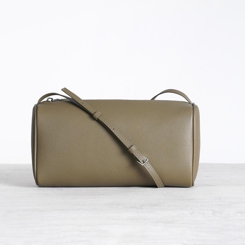 2026 Women's Sheepskin Cylinder Crossbody Bag - Elegant, Genuine Leather, Single Shoulder Design