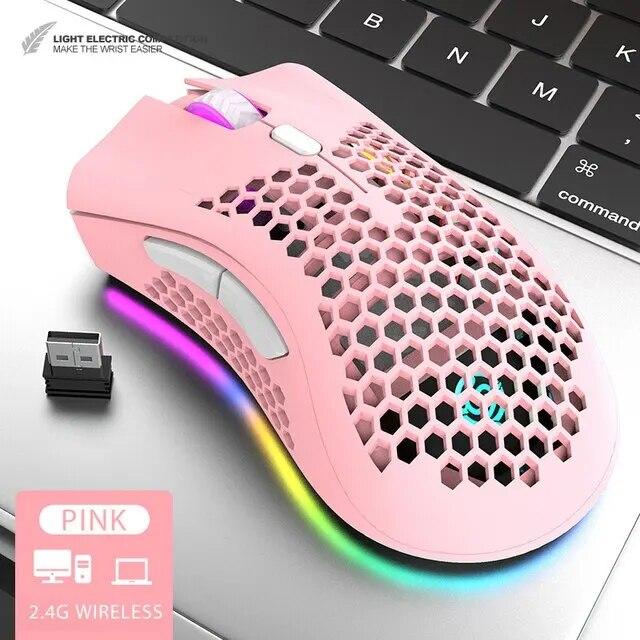 Rechargeable Gaming Mouse USB 2.4G Wireless RGB Light Honeycomb Gaming Mouse Desktop PC Computers Notebook Laptop Mice