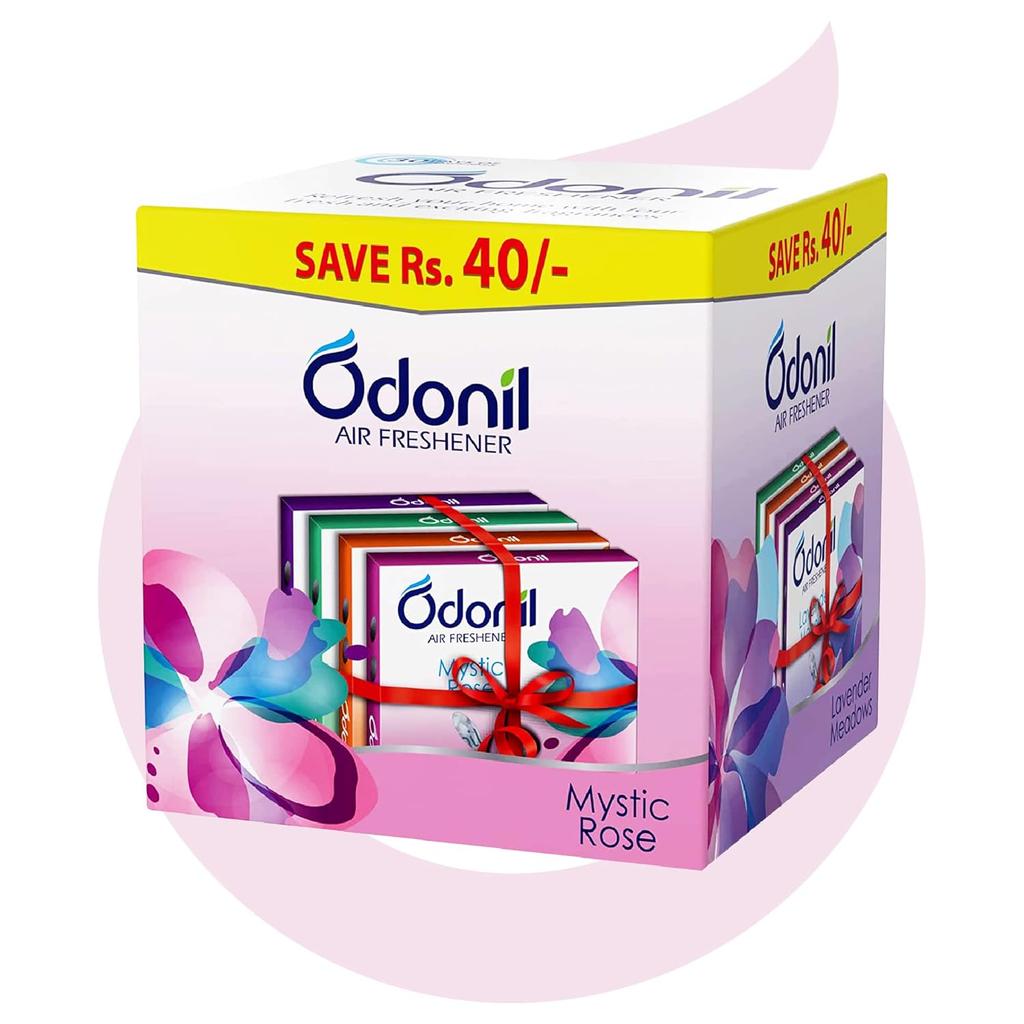 Odonil Bathroom Air Freshener Blocks 192g (48gX4) Mixed Floral Scents Long Lasting
