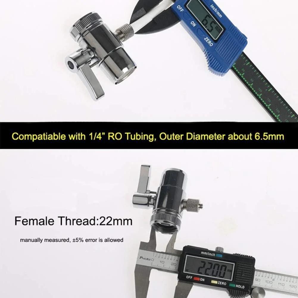 1pc Faucet Diverter Valve M22 Silver Above Counter Water Filter For 1/4" RO Tubing Water System Home Appliance Accessories