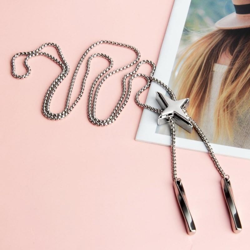 Blingbling Star Bolo Tie Pendant Necklace Clavicle Chain Gifts for Girls Present Lariat Bolo Tie Clavicle Chain