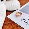 Rose Gold Plated Titanium Steel Heart Ring Set for Women - Three-Piece Index Finger Set