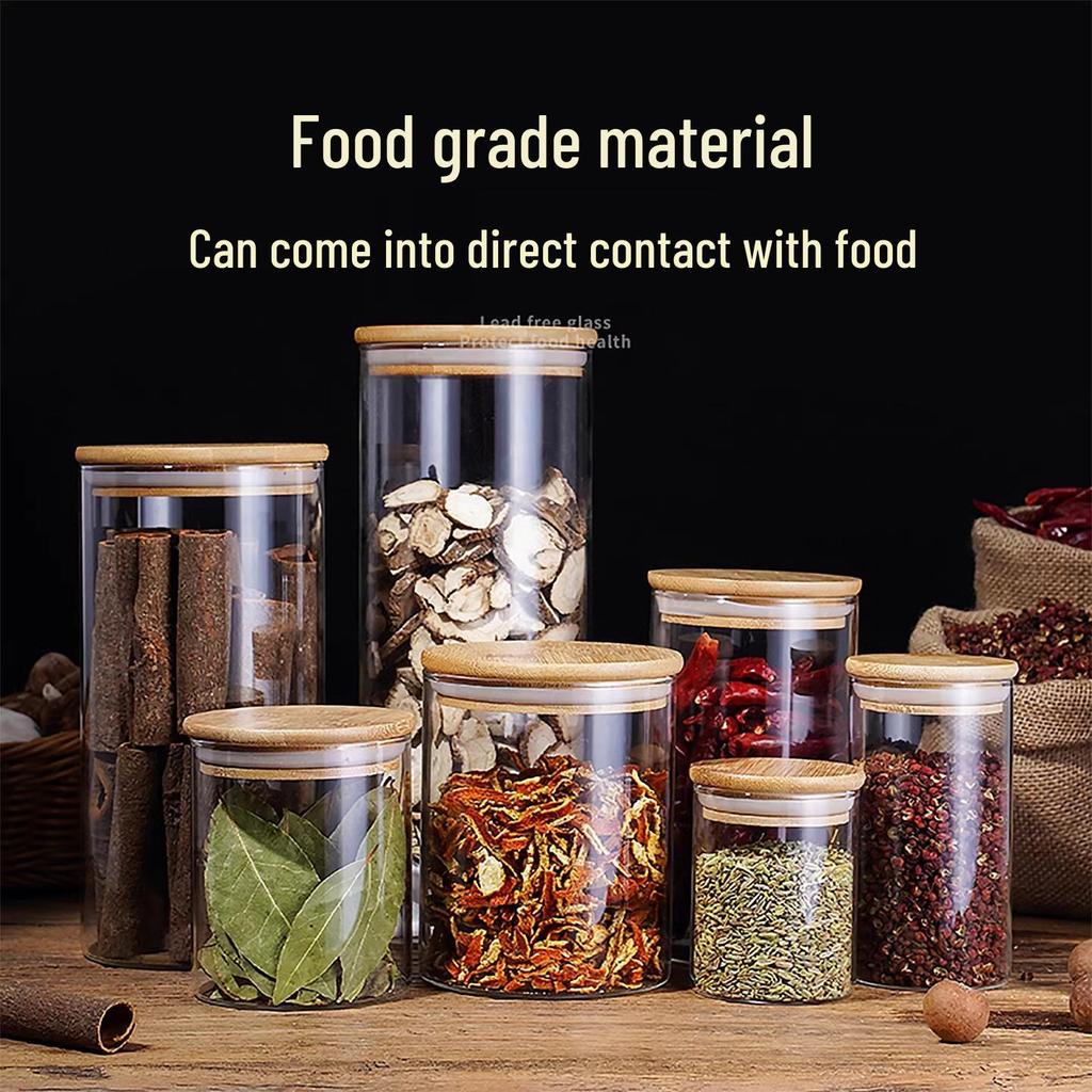 Borosilicate Glass Storage Jar with Bamboo Lid for Cereals, Grains, and Coffee Beans
