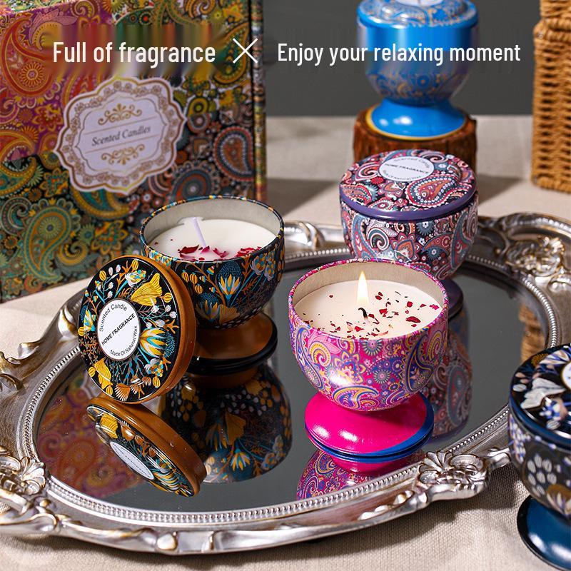 Exquisite High-Stemmed Glass Scented Candle Set - Long-Lasting Indoor Fragrance & Decorative Gift