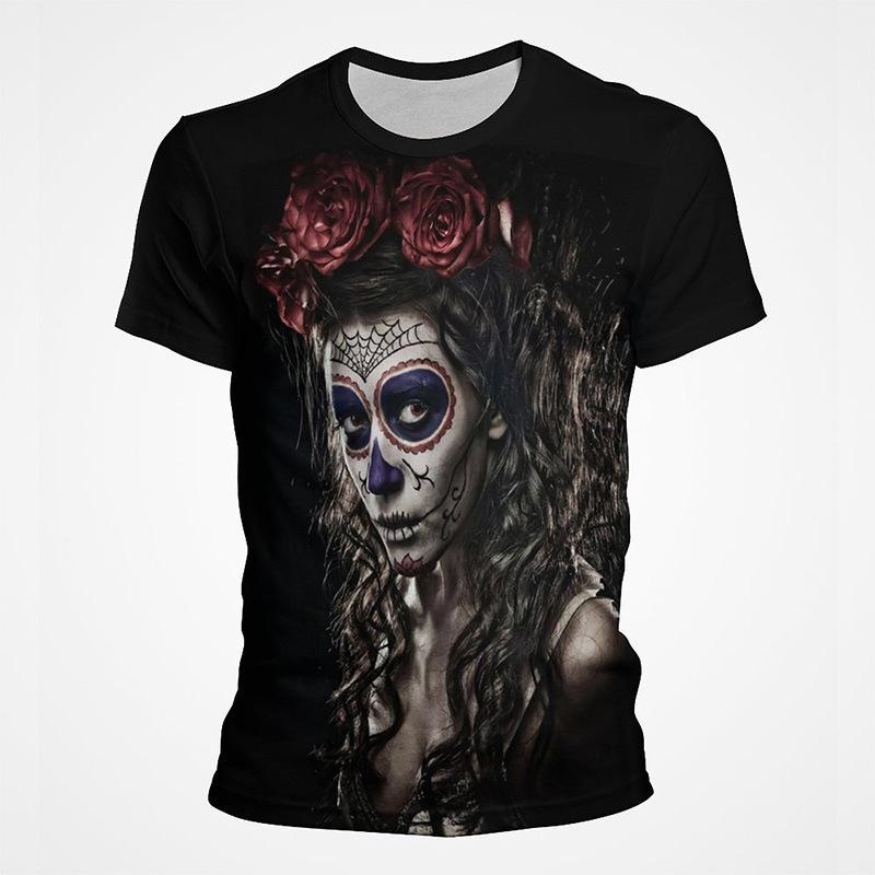 

Mexican Skull Day of The Dead 3D Printed Short Sleeved Men s T-shirt 6XL
