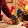 Resin Cockerel Figurine Colorful Decorative Statue Fadeproof for Festive Styling