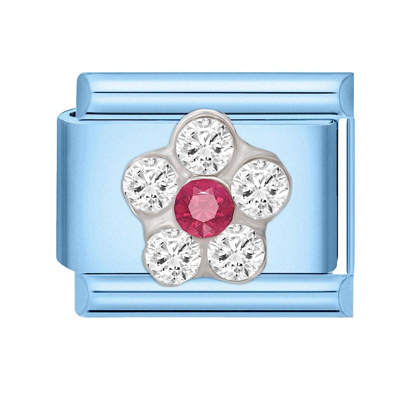 New Shiny Zircon Heart Butterfly Bow Heart Blue Module Italian Charm Links Fit 9mm Stainless Steel Bracelet DIY Making Jewelry