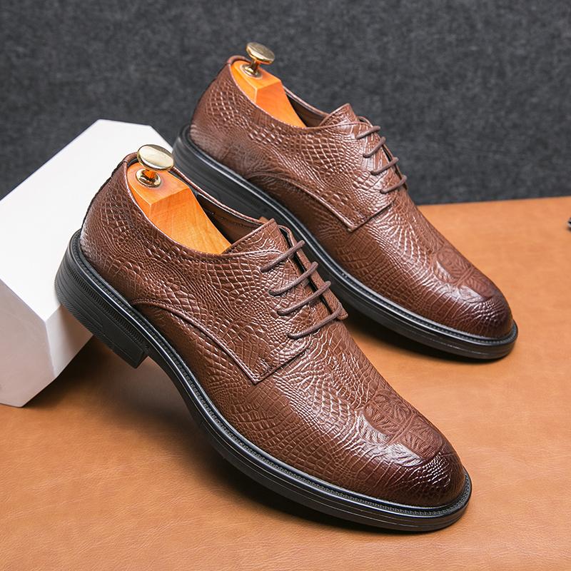 Fashion Men Leather Shoes Lace Up Oxfords High Quality Dress Business Shoes Luxury All-Match Wedding Party Shoes Man Zapatos Hombre