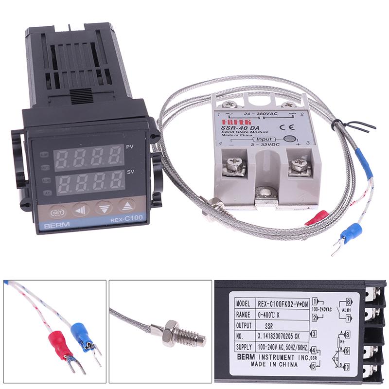 100-240Vac Pid Rex-C100 Temperature Controller Ssr-40A Thermocouple