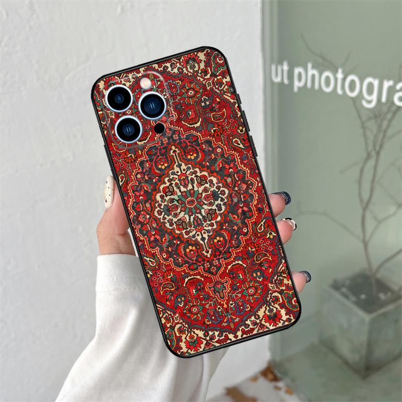 Persischer Teppich Blumenmuster Hülle Für iPhone 16 15 12 13 Mini 11 12 13 14 Pro Max X XS Max Plus XR Handyhülle