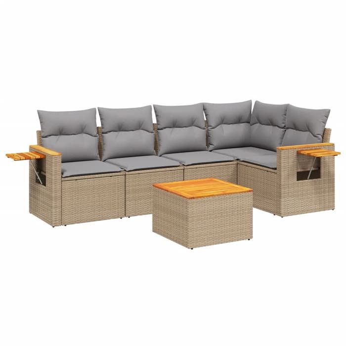 VidaXL Garden Lounge Set with Cushions 6 Pcs, Patio Sofas, Patio Furniture Set, Outdoor Furniture, Beige 3226794
