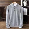 Hengyuanxiang Men's 100% Pure Wool Thickened Polo Collar Sweater