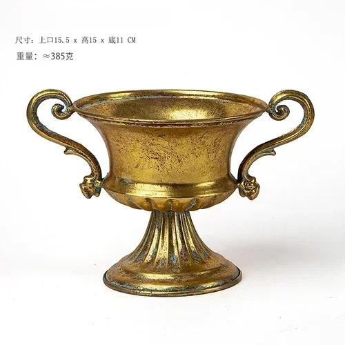 Household Classic Stemware Flower Ware Classic Vintage Vase Huaweng Flower Pot Iron Flower Arrangement Ware Photo Display