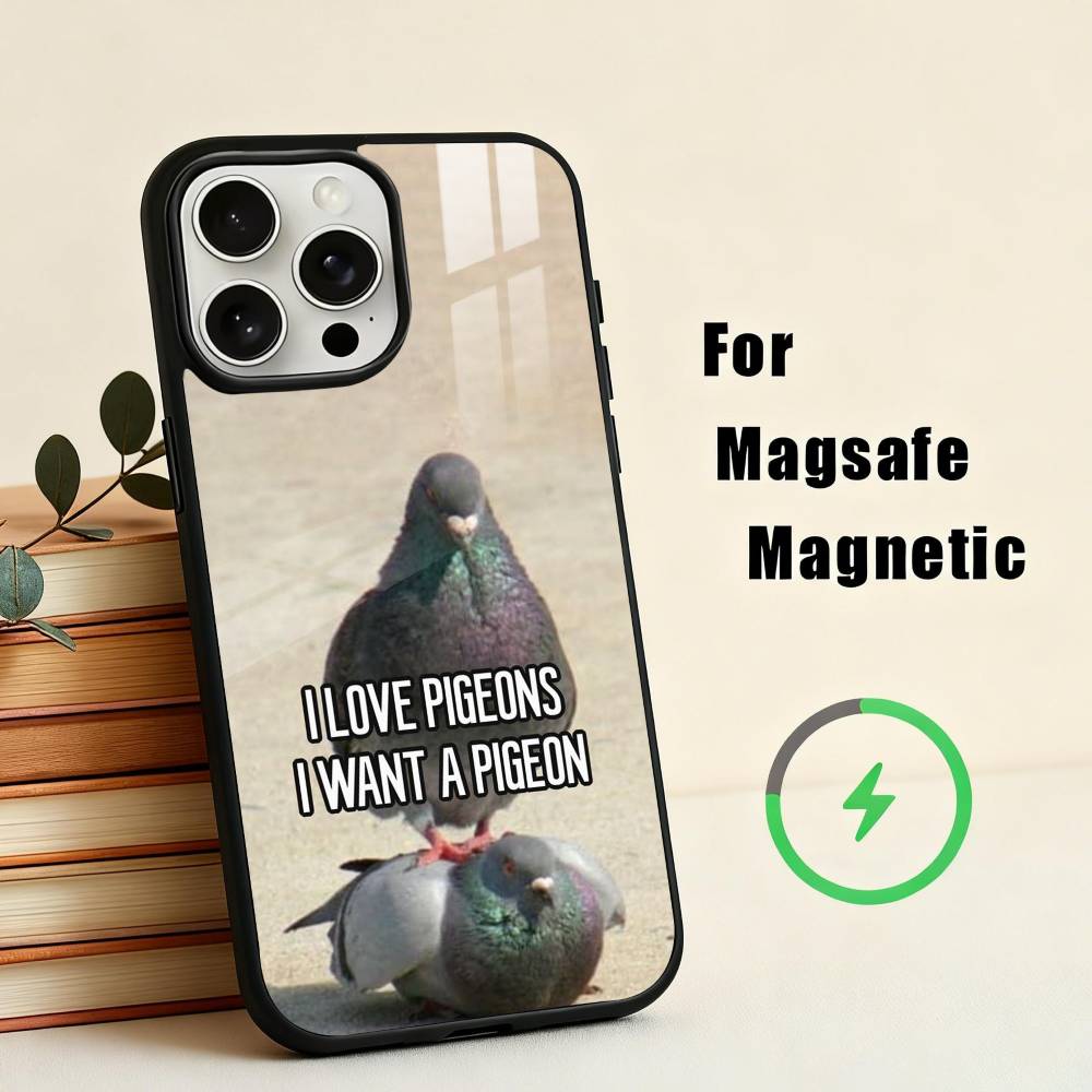 Funny P-Pigeon Mischief Phone Case For iPhone 17,16,15,14,13,12,Plus,Pro,Max for Magsafe Magnetic Wireless Charging