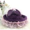 Princess Pet Bed with Bows Ruffled Lace Design Soft and Beautiful Dog Sofa Detachable Cushion Princess Nest
