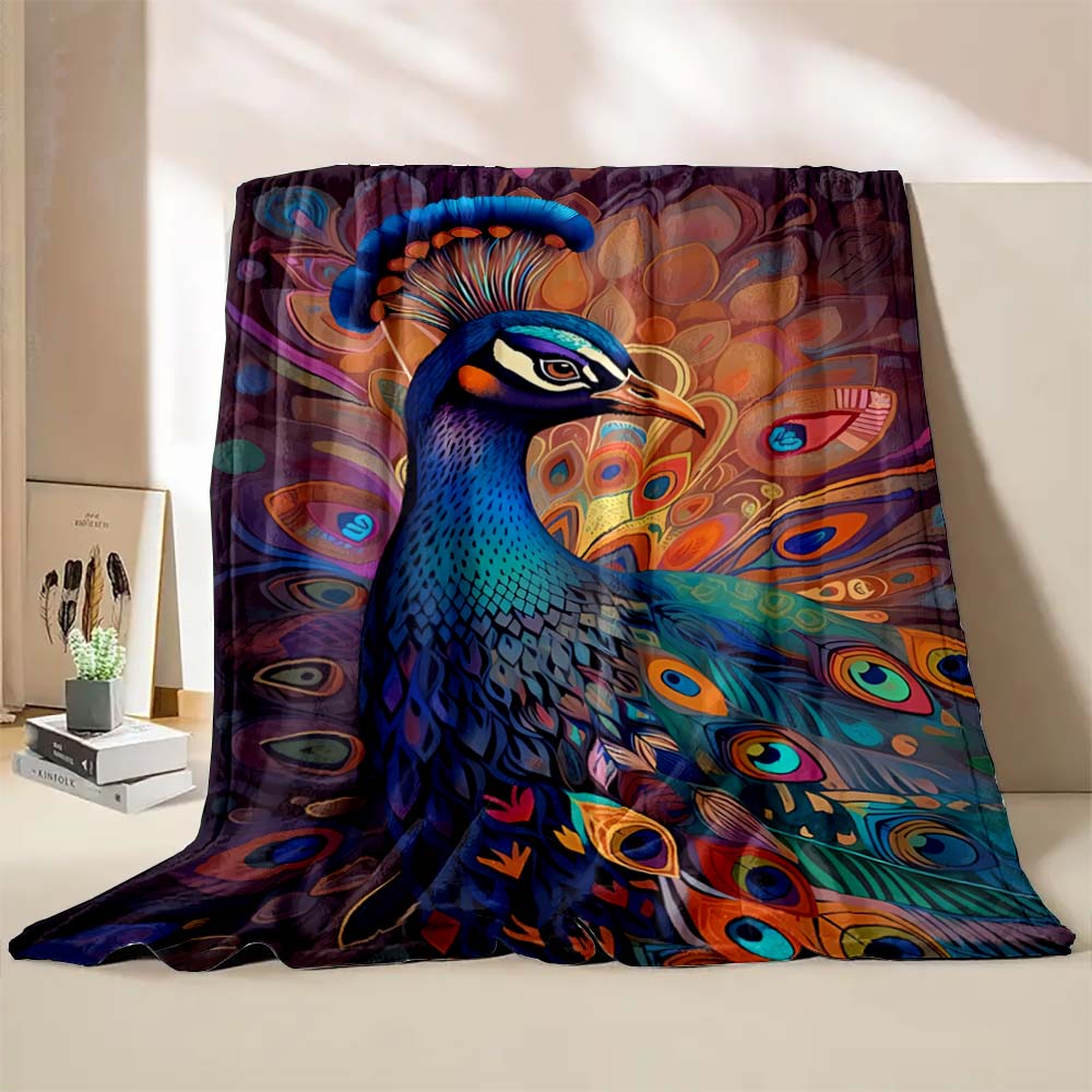 6 Sizes Peacock Art Print Blanket Warm Soft Comfortable Home Travel Blanket Sofa Office Bedding Throw Blanket Gift Large Size