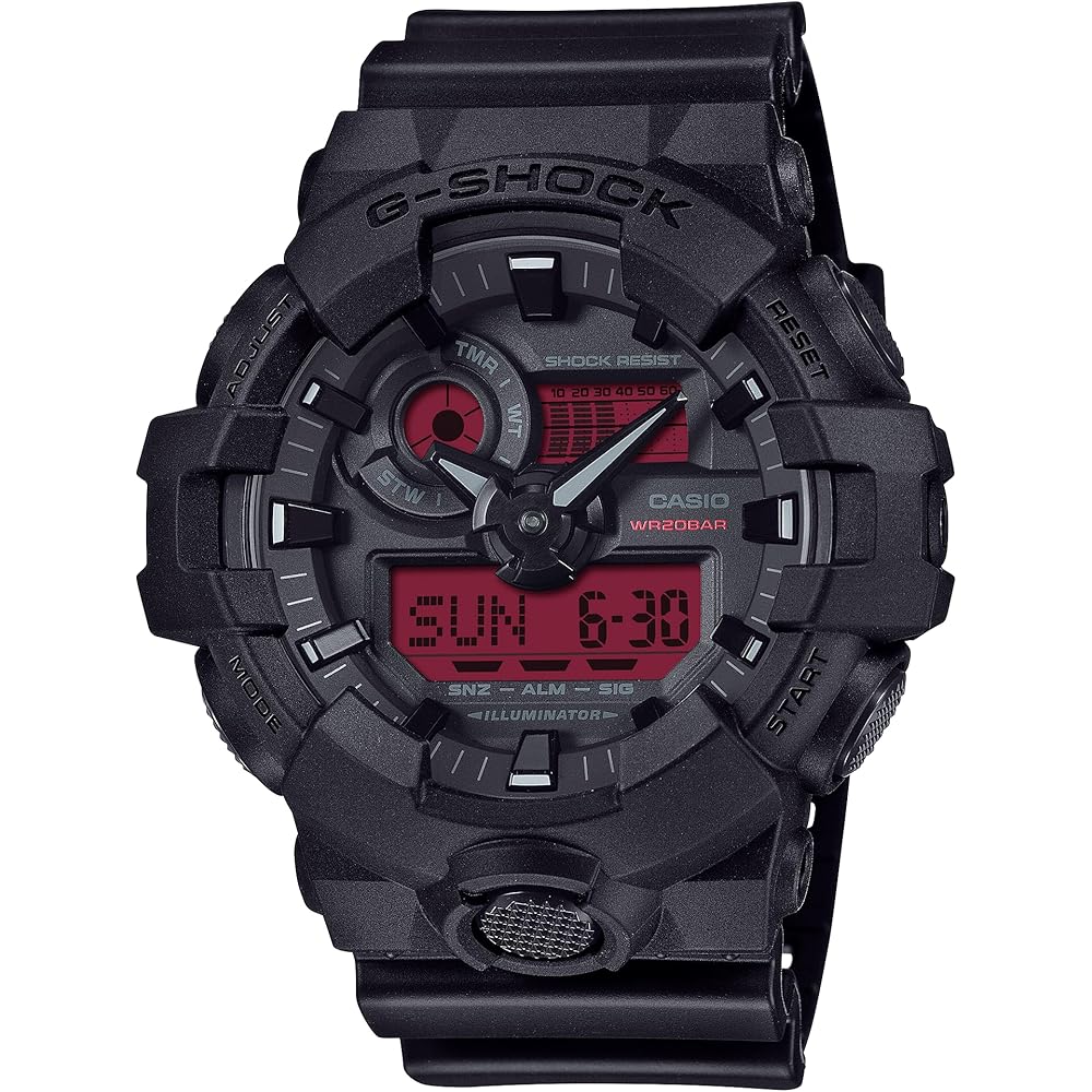 

Casio G-Shock GA-700BBR-1A Analog Digital Watch Black Resin Red Accents