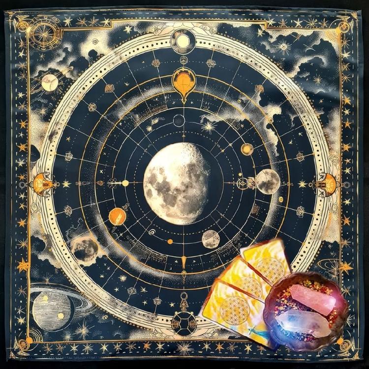 Moon Planet Astrology Tablecloth Altars Cloth Square Divinations Card Table Cloth Witchcrafts Deck Cloth Enduring