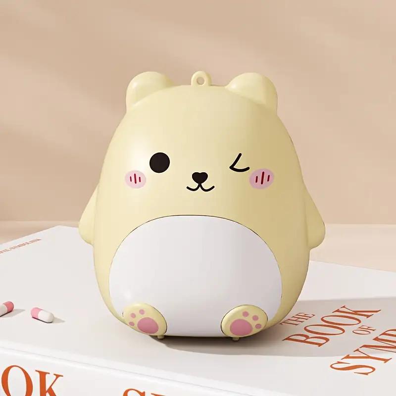 Portable Medicine Box Cute Bear Design Sealed Medicine Box Large Capacity Daily Medicine Storage Essential for Home Travel Organization