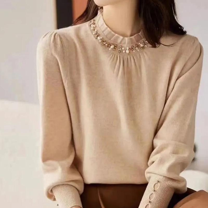 Sweater for Women Autumn Winter Lightweight Warm Knitted Stretchy Long Sleeve Tops