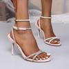 Fashion Luxury Silver Glitter Cross Strap Sandals Women 2025 Summer Sexy Super High Heel Ankle Strap Sandals Fashion Party Dress Shoes