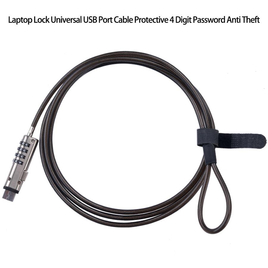 USB Port 4 Digit Password Universal Cable Office Laptop Lock Protective Professional Anti Theft Security Keyless Lock