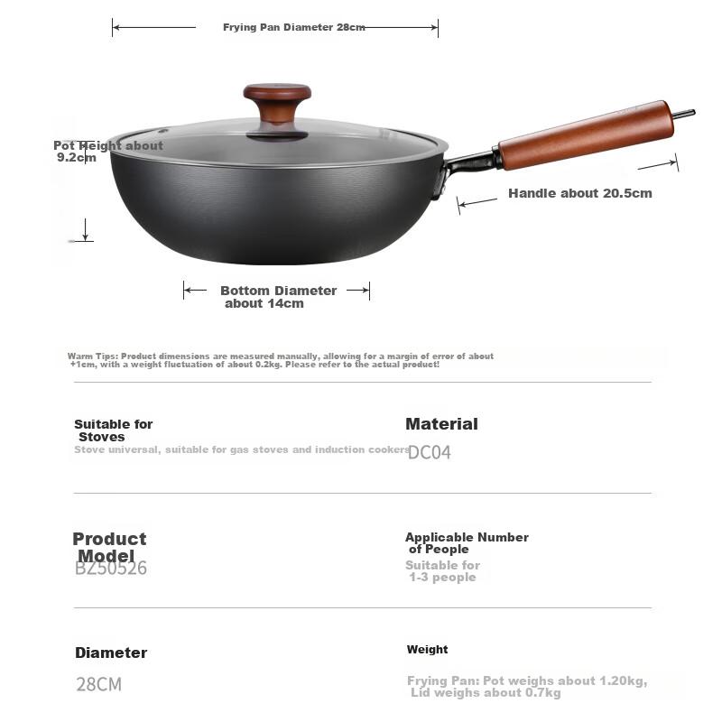 COOKER KING Wok Iron Pan Non-Coated Iron Pan Stir-Fry Pan 28cm Compatible with Induction Cookers 2nd Generation Extreme Iron BZ50526