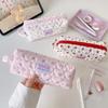 Strawberry Print Pen Bag Quilted Zipper Stationery Organizer Durable Pencil Case