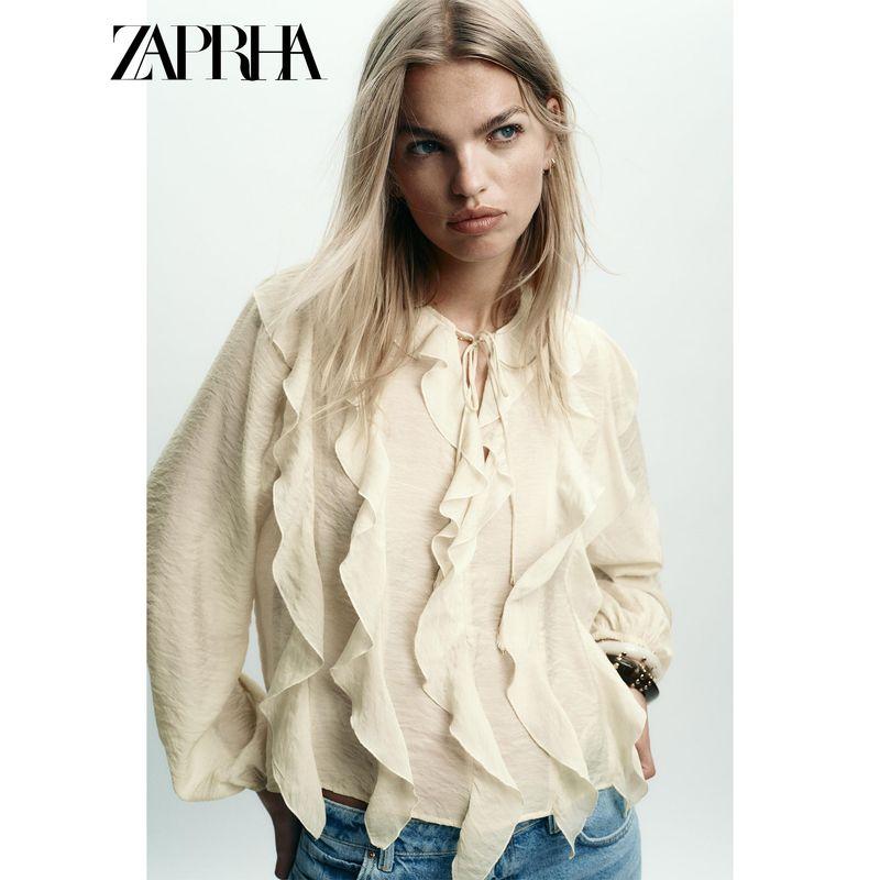 Zaprha 2025 Autumn New Romantic Style Western Style Laminated Decoration Loose Top Shirts Women 3897165