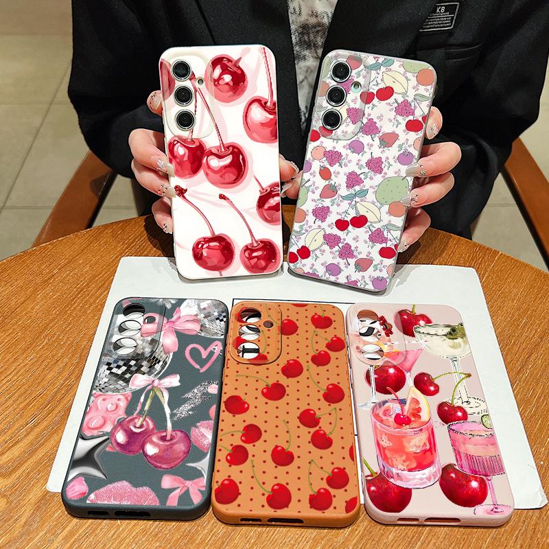 Lovely Cherry Fruits Print Case For Samsung A18 A57 A37 A17 A56 A36 A26 A16 A55 A35 A25 A15 A54 S21 FE S22 S23 S24 Plus S25 S26 Ultra Soft Cover