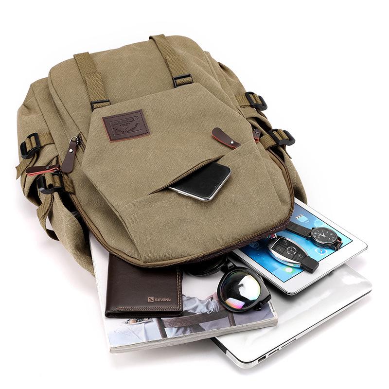 Large Vintage Canvas Backpack for Students - Unisex, Junior to High School