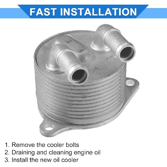 Engine Oil Cooler Kit Compatible for Mini Cooper 2014-2021, Durable Aluminum Alloy Silver Tone Transmission Oil Cooler with O-ring Seals