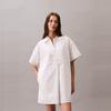 Calvin Klein Vintage Cotton Contrast Stitch Half-Placket Shirt Dress Women Dresses 47C016G