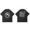 T-Shirt Aphex Twin Washed Black Print Cotton Graphic Oversized Korean Fashion Short Sleeve Tops Tees Y2k Streetwear Clothing Tee