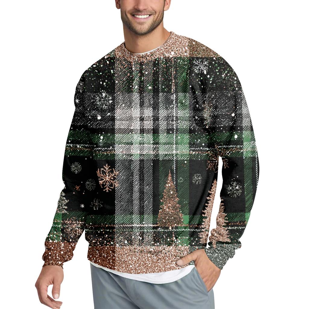 Men's Casual Fashion Printed Round Neck Pullover Sweatshirt