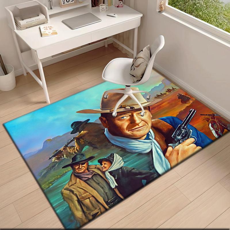 1pc John Wayne's Western Cowboy Trail Carpet Rug for Living Room Bedroom Home Sofa Decoration,Kids play Non-slip Floor Mat