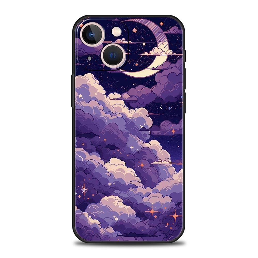 Moon Cloud Comic Style Phone Case For iPhone 17 Air 16 Plus 13 15 14 12 11 Pro MAX 7 8 SE Soft TPU Shockproof Cover Funda